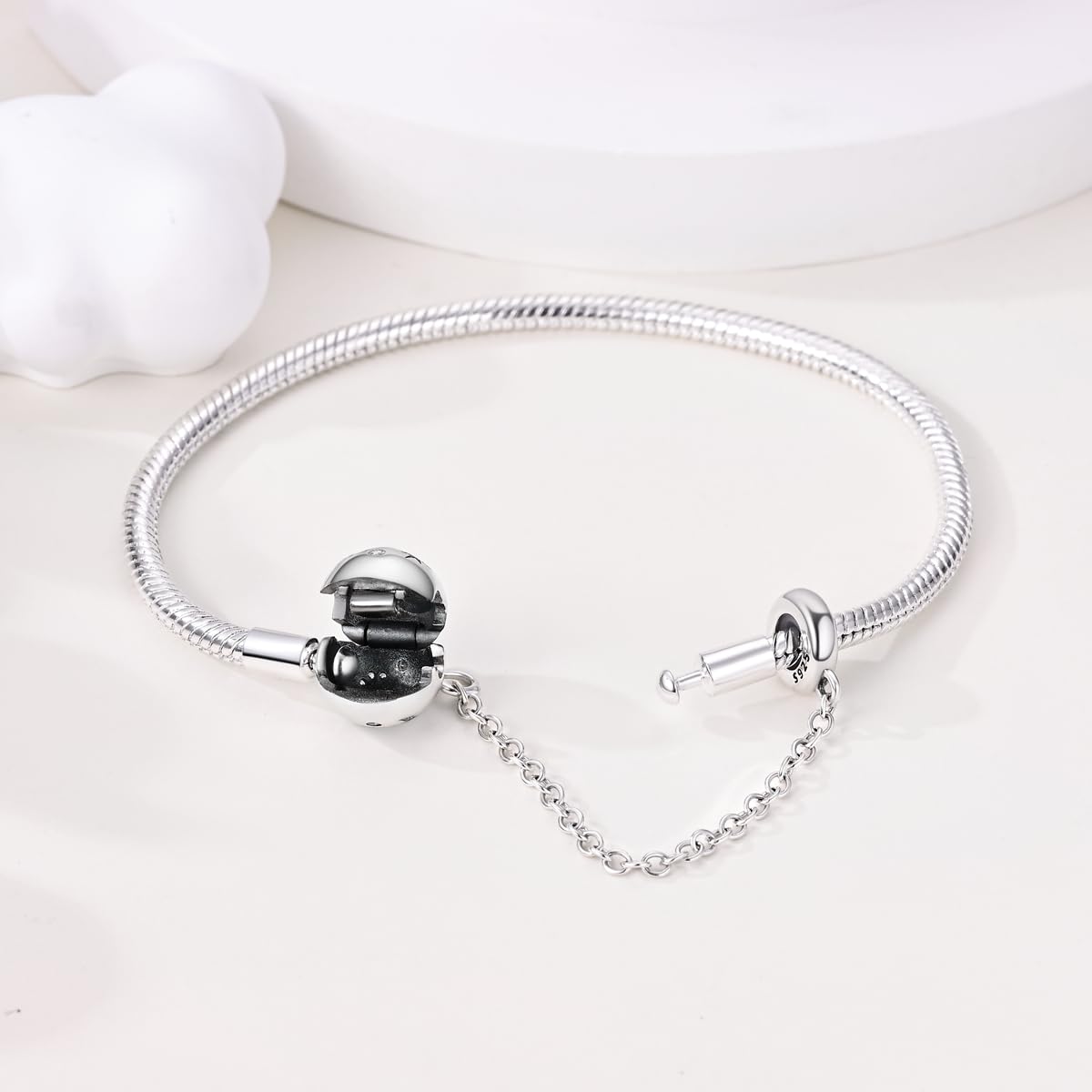 Parmuz 925 Sterling Silver Charm Bracelet for Woman Snake Chain Bracelet Star Moon Butterfly Cute Iconic Moments European Bracelet Jewelry Gift for Woman