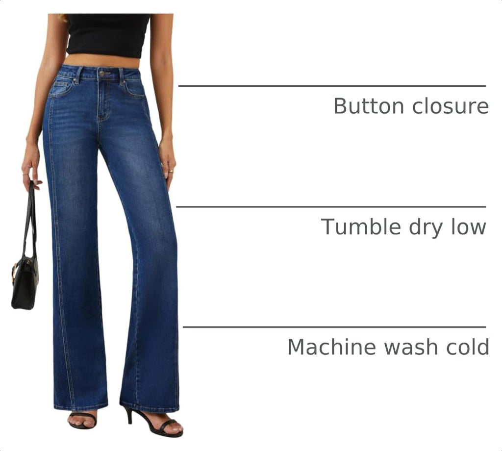 FLYING BANANA Women's Trendy High Waisted Wide Leg Jeans Stretchy Denim Pants (Medium Blue, 16 Long)