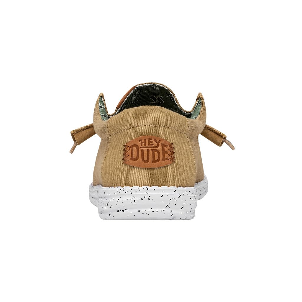 HEYDUDE Men's Wally Washed Canvas, Mens Shoes, Slip-on Loafers, Comfortable & Light-Weight Walnut