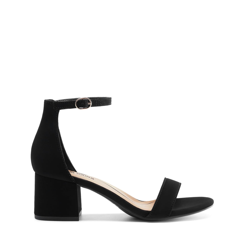 DREAM PAIRS Womens Low-Chunk Low Heel Pump Sandal,Size 8.5,Black/Nubuck,LOW-CHUNK