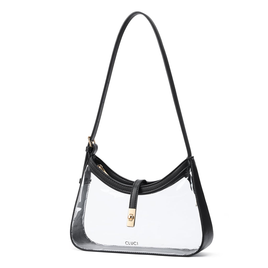 CLUCI Clear Bag for Stadium Events, Clear Purses for Women, Shoulder Bag Hobo Handbag with Adjustable Strap