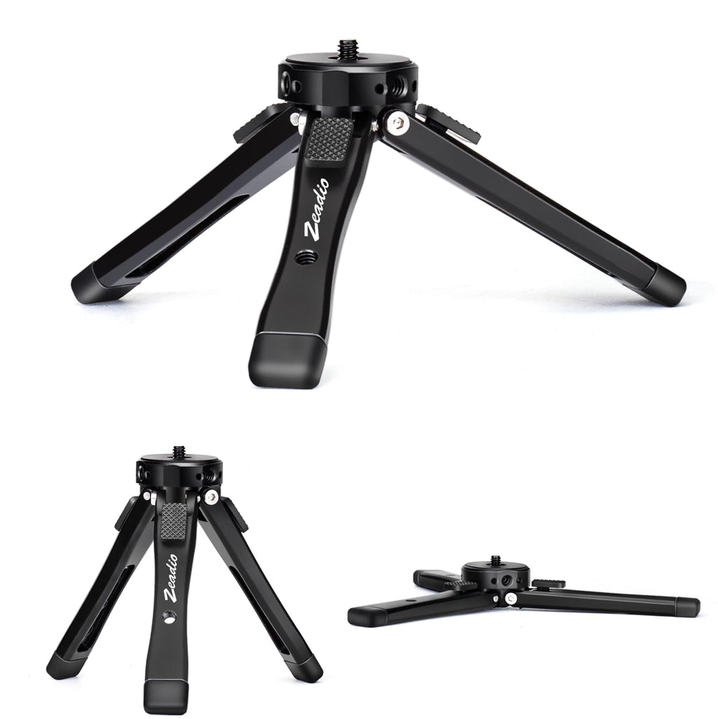 Zeadio Heavy Duty Camera Tripod, 88lbs/40kg Load All-Metal Tabletop Stand with Adjustable Height & ARRI 1/4" Threaded Holes, Universal Tripod Base for Gimbal, Monopod, DSLR Camera, Vlogging & Filming