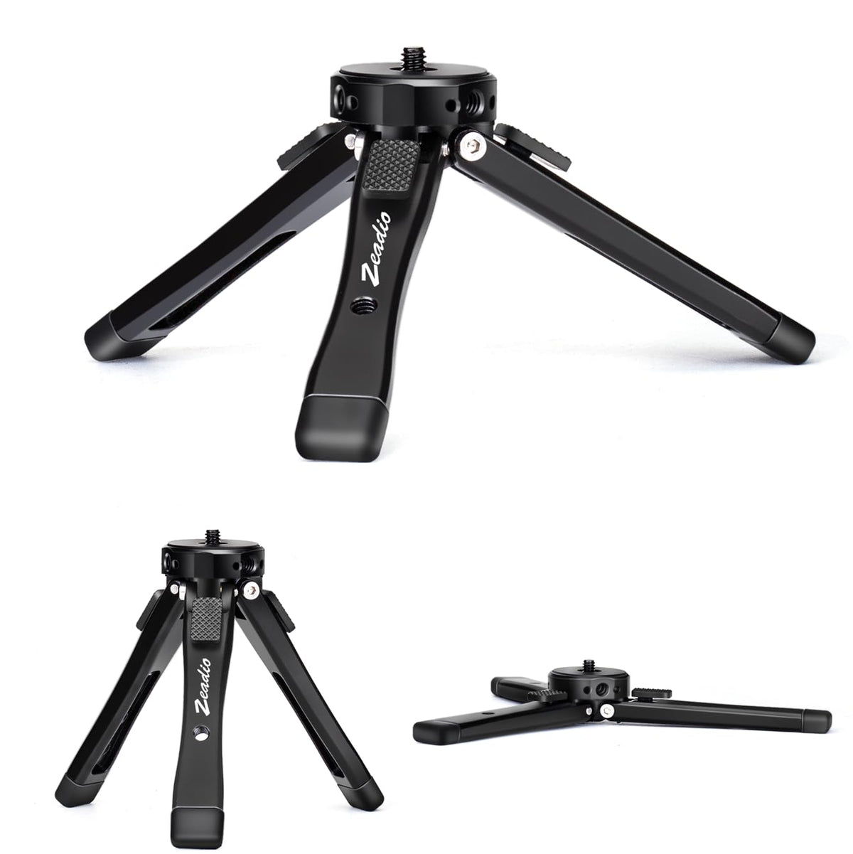 Zeadio Heavy Duty Camera Tripod, 88lbs/40kg Load All-Metal Tabletop Stand with Adjustable Height & ARRI 1/4" Threaded Holes, Universal Tripod Base for Gimbal, Monopod, DSLR Camera, Vlogging & Filming