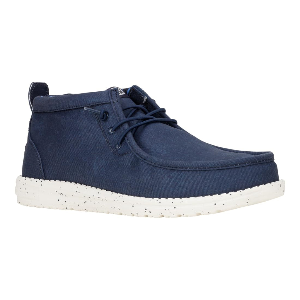 HEYDUDE Wally Mid Stretch Canvas Navy Blazer Size 11, Men's Boots, Pull on Boots, Comfortable & Light-Weight