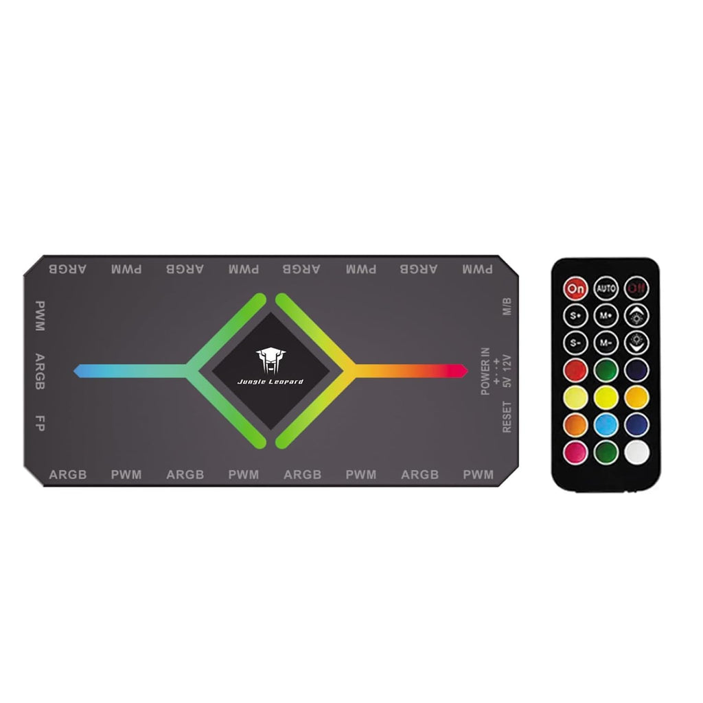 ShakingTank 9-Port ARGB PWM Fan Hub Controller - Magnetic PC Case Fan Splitter with SATA Power, 5V 3-Pin RGB LED Support for Desktop Cooling