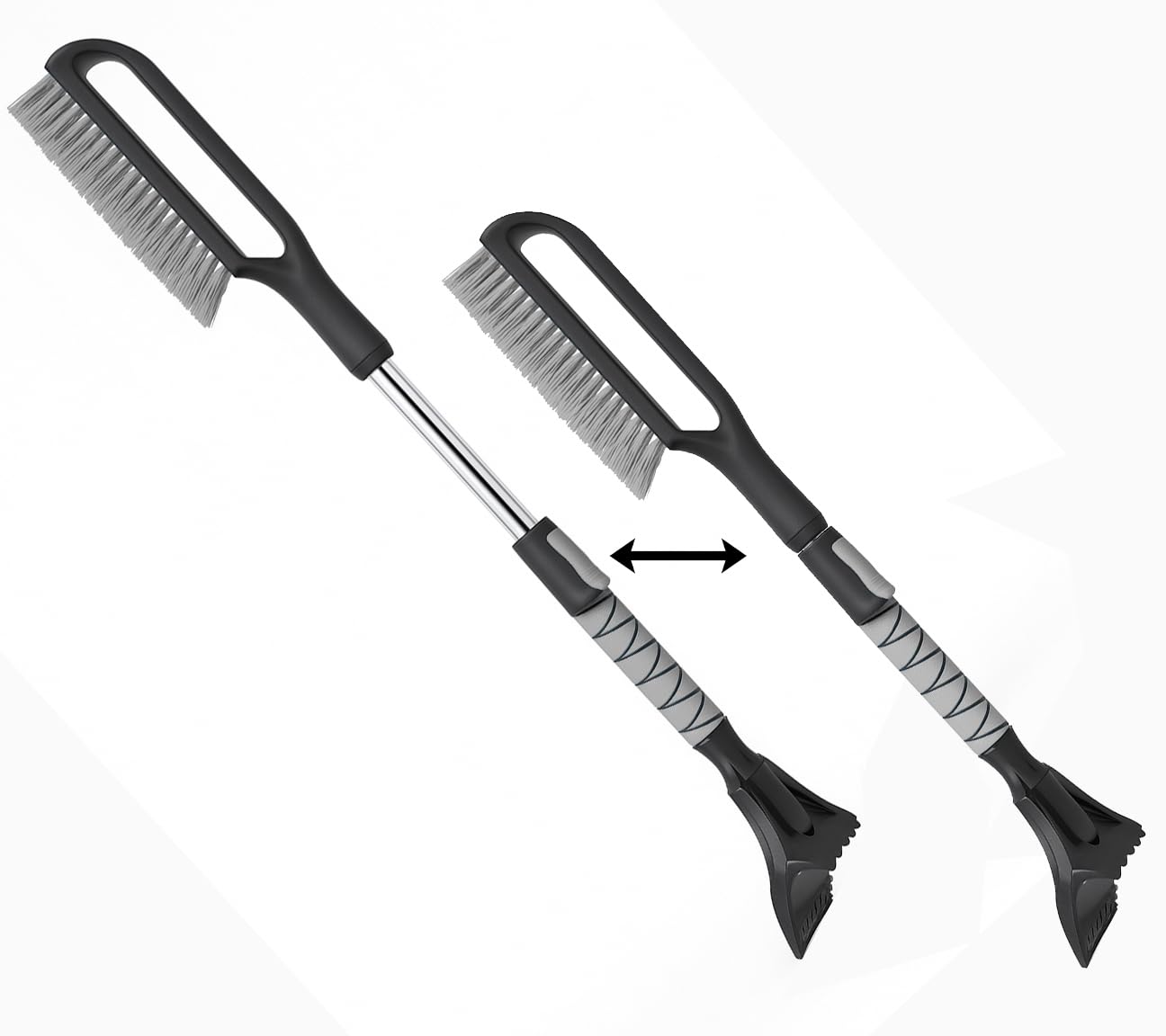 34.5" Snow Brush & Ice Scrapers for Car Windshield with Foam Grip for Cars Extendable, SUV, Trucks - Detachable Сar Scraper - No Scratch - Heavy Duty Handle, Snow Broom, Remover, Easy Scraper, Gray