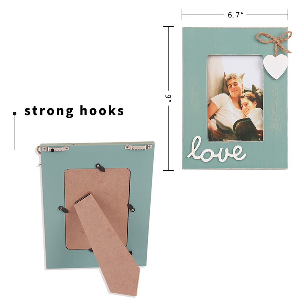U/D Teal Picture Frame for Love 4x6,Blue Heart Photo Frame for Boyfriend and Girlfriend Gift,Couple,Family