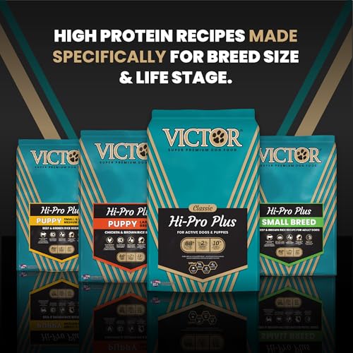 VICTOR Super Premium Dog Food – Hi-Pro Plus Dry Kibble – High Protein Dog Food with 30% Protein – Beef, Chicken, Pork, Fish Meals, Gluten Free - for High Energy and Active Dogs & Puppies, 50lbs