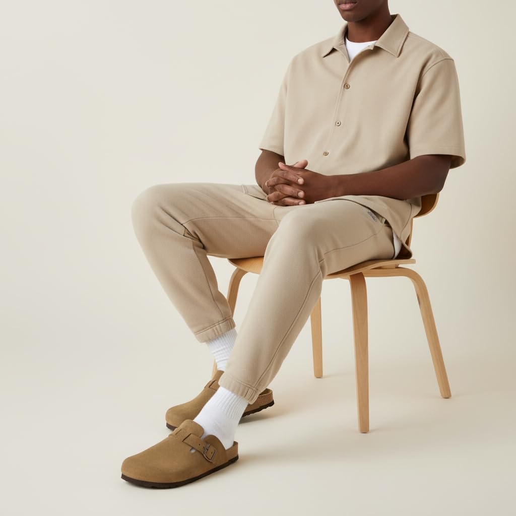 CUSHIONAIRE Haze Genuine Suede Leather Mens Clogs - Comfortable Slip On Potato Shoes for Men with Adjustable Buckle, BROWN 10