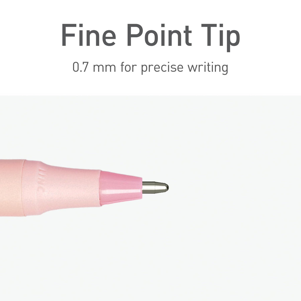 Pentonic Ballpoint Pens, 10 Count, Frosted Pale Pink Barrel with Red Ink, 0.7 mm Fine Point, Smooth Writing For Journaling & Note Taking (PEN13087)