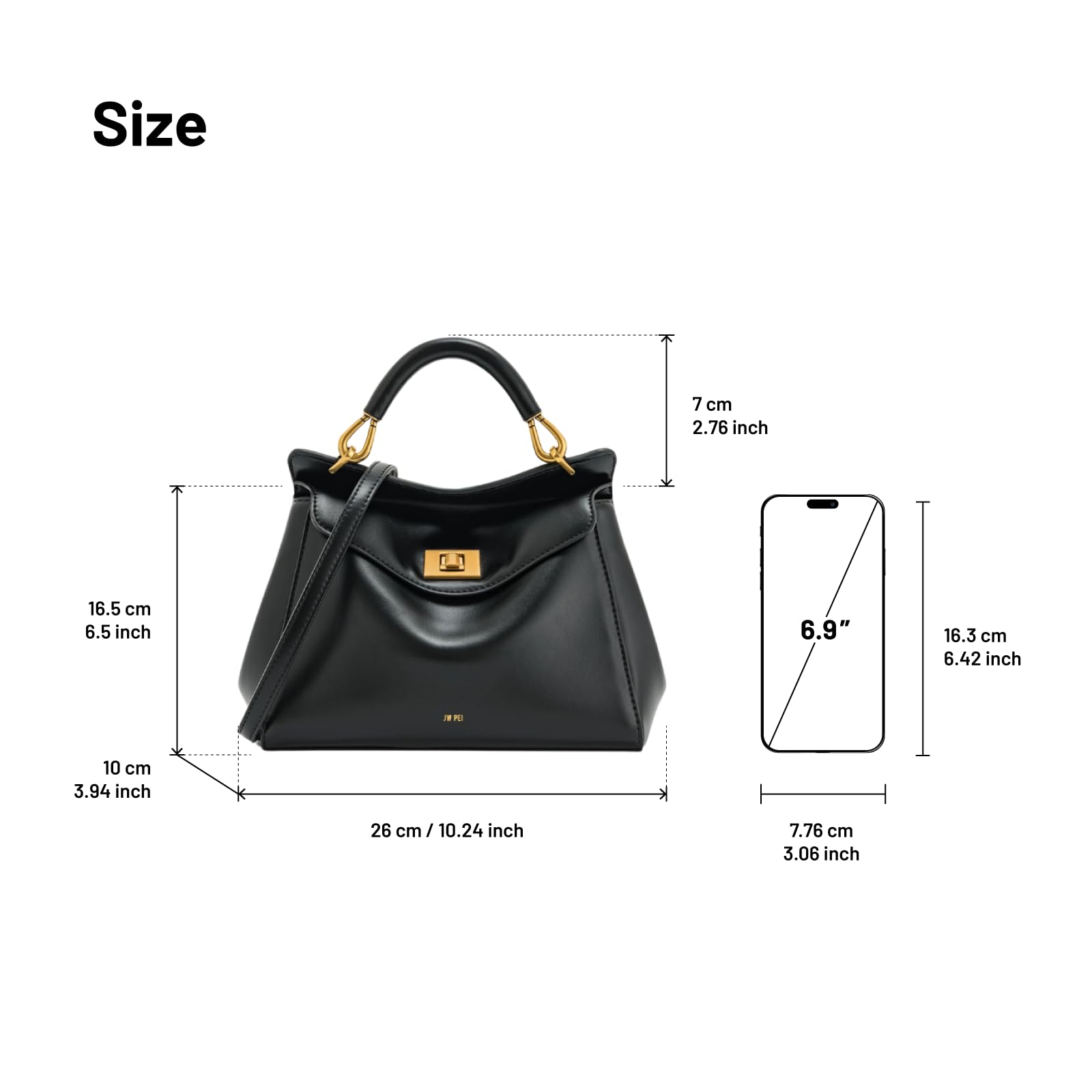 JW PEI Women's Lucia Classic Top Handbag - Black