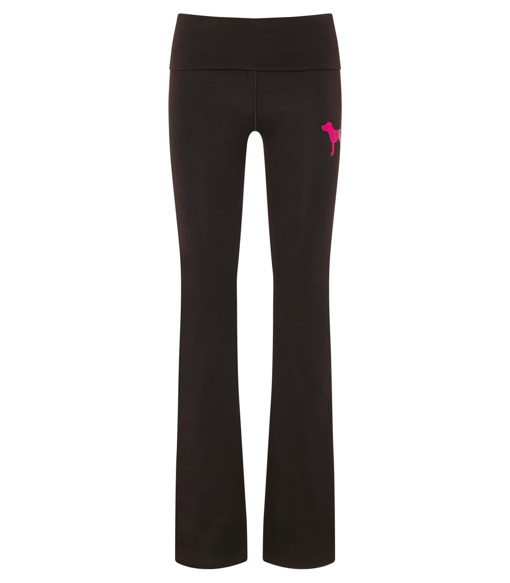 Victoria's Secret Pink | Elle All-Day Cotton™ Foldover Flare Leggings, Pure Black, M