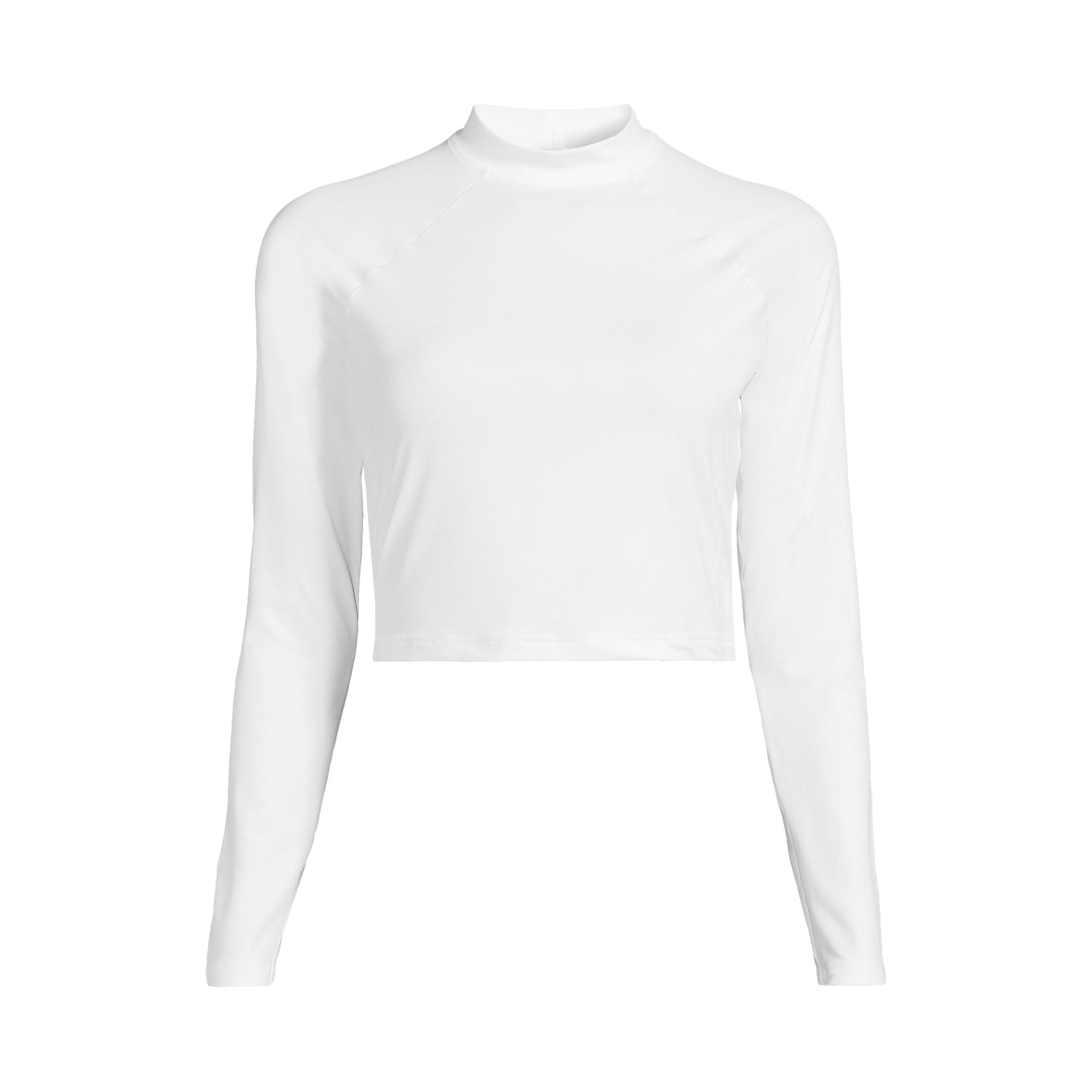 Lands' End Women's Sunshade UPF 50 Long Sleeve Cropped Rash Guard X-Small White