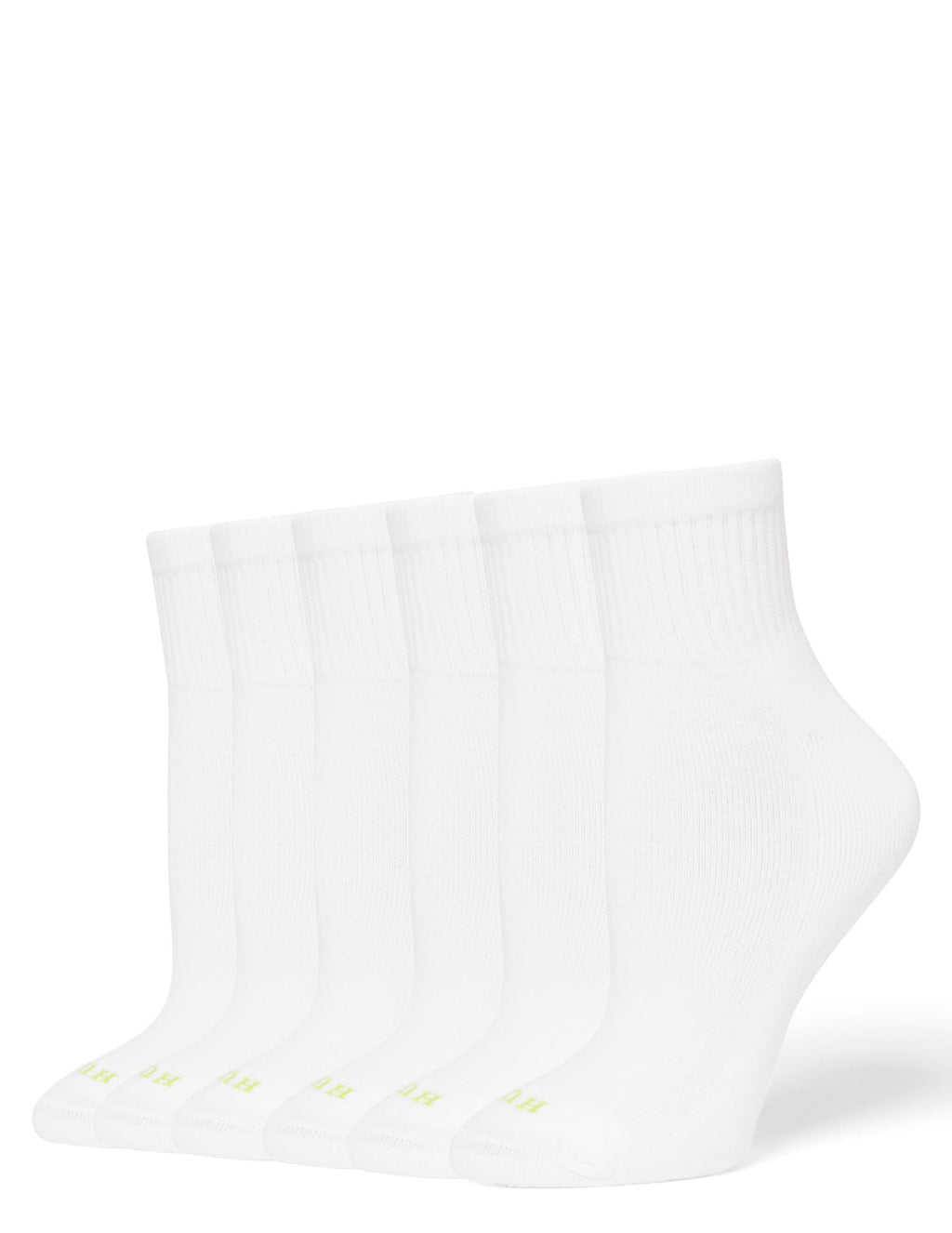 HUE Women's Mini Crew Sock 6 Pair Pack, Mini Crew Socks for Women, White