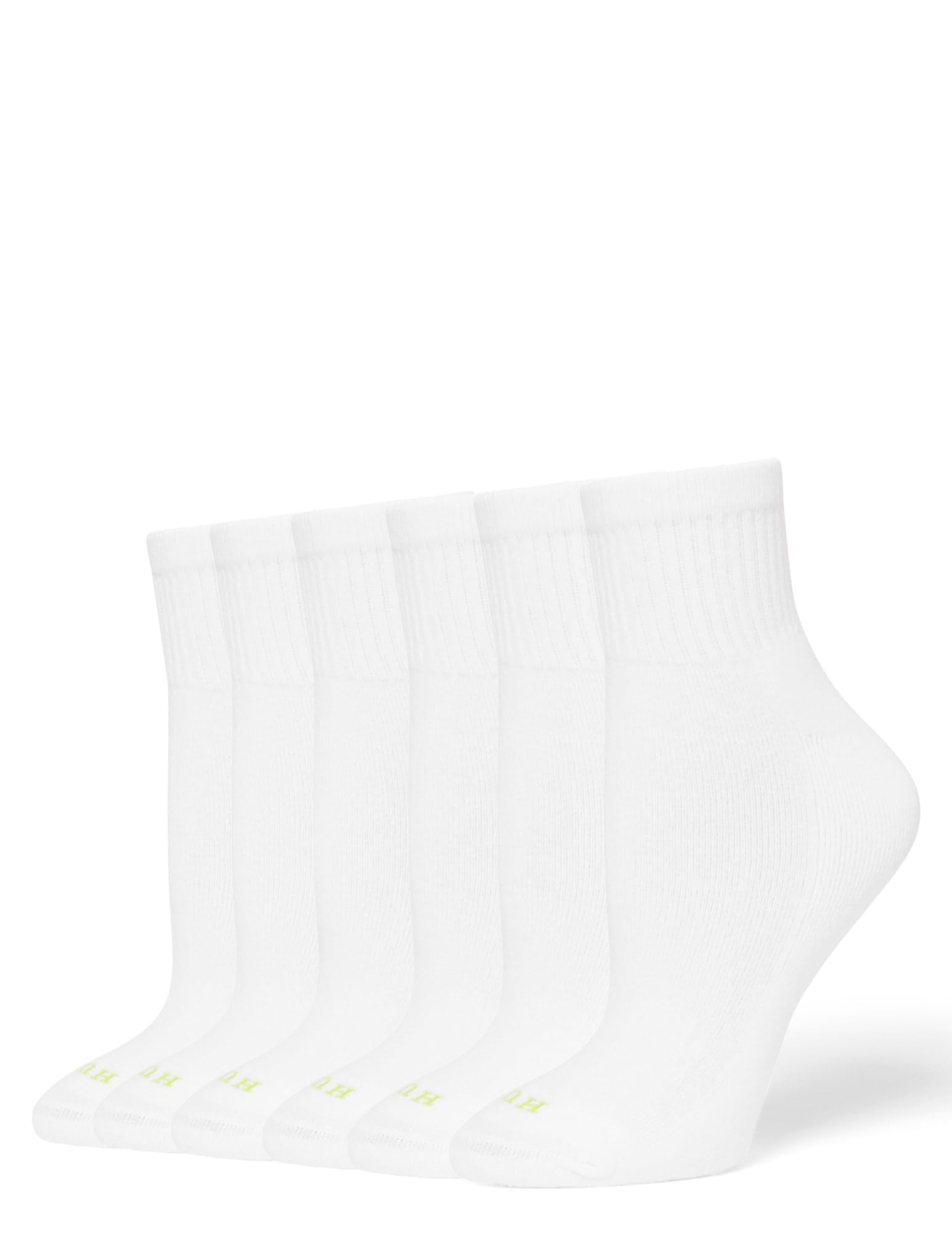 HUE Women's Mini Crew Sock 6 Pair Pack, Mini Crew Socks for Women, White