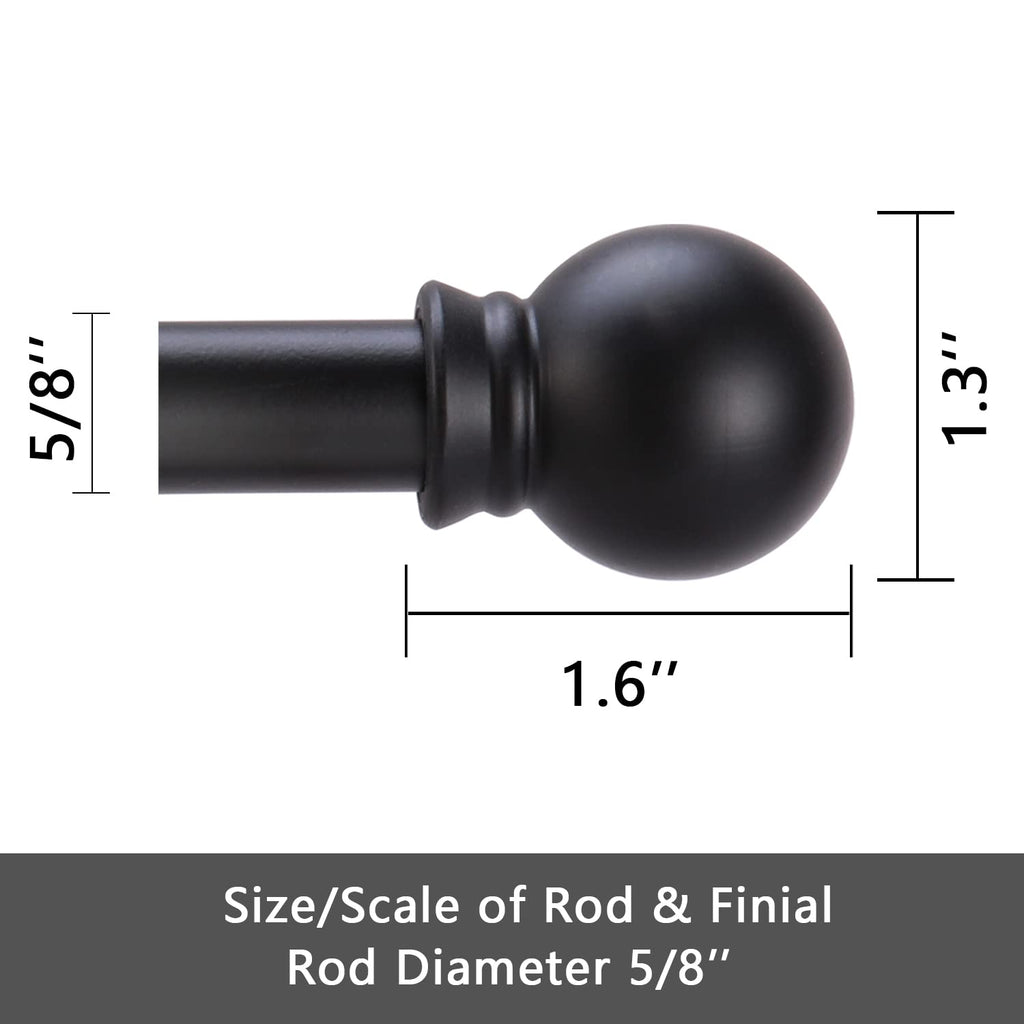GXOACKJ Curtain Rods for windows 32-48 inch, 5/8 inch Decorative Curtain Rod Set, Matte Black Splicing Heavy Duty Metal Curtain Rod with Brackets
