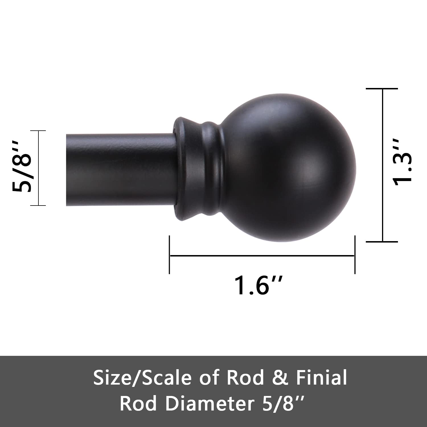 GXOACKJ Curtain Rods for windows 32-48 inch, 5/8 inch Decorative Curtain Rod Set, Matte Black Splicing Heavy Duty Metal Curtain Rod with Brackets