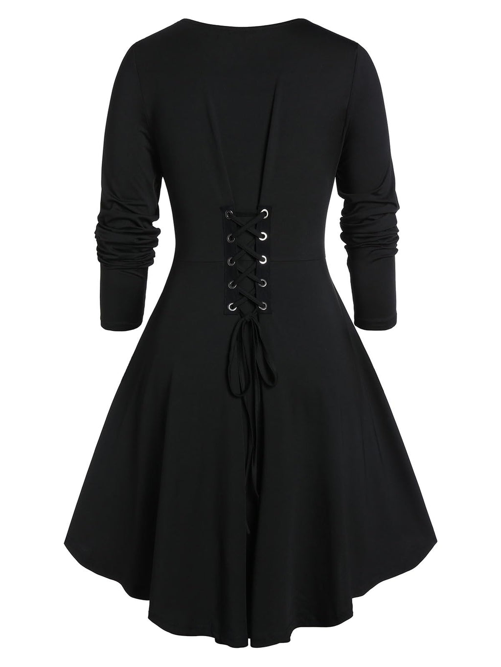 ROSE GAL Womens Plus Size Gothic Lace-up Back Two Tone Ruched Grommets Buckle Long Sleeve High Low Hem Tunic T-Shirt(Red_1/1X)
