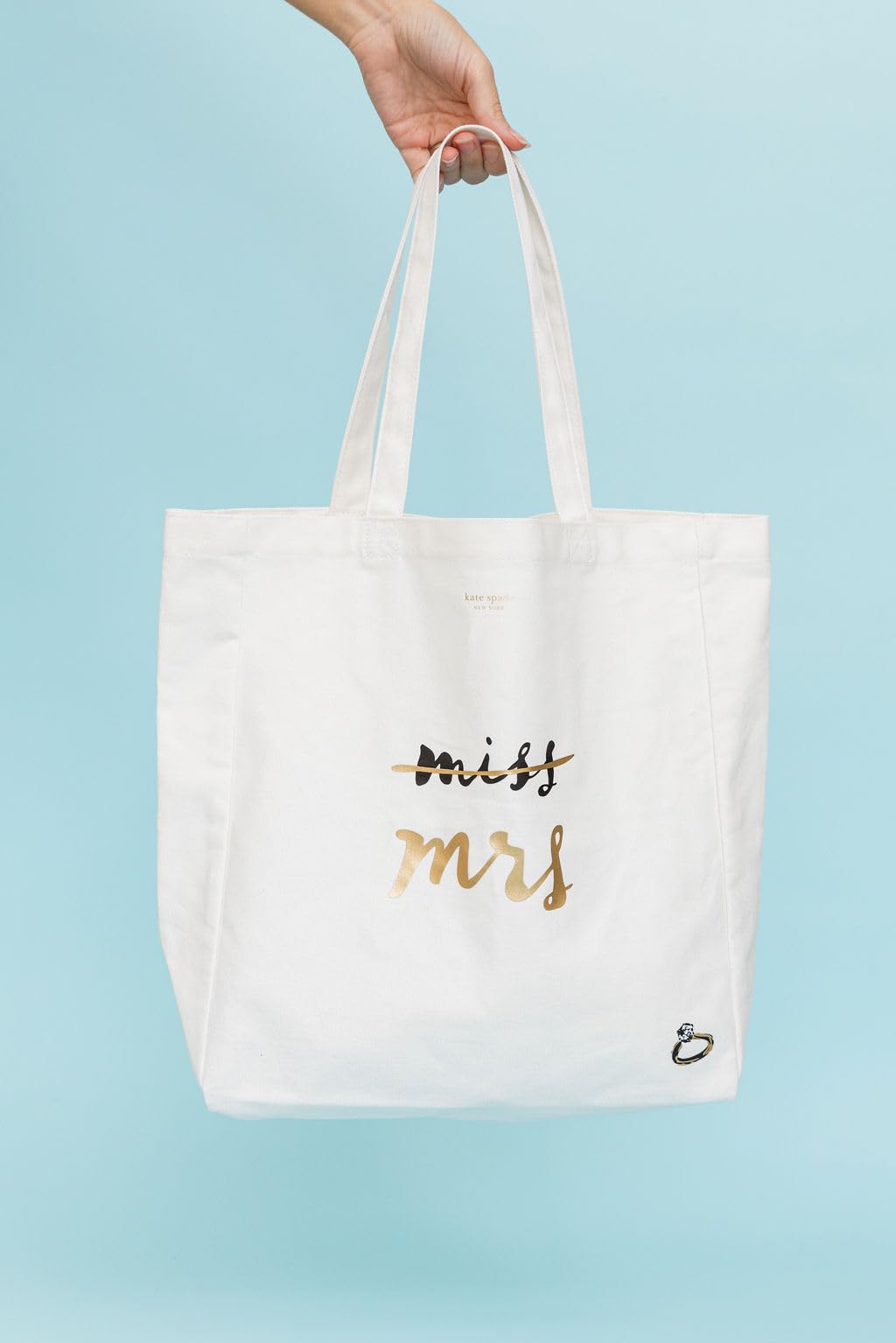 kate spade new york Cute Canvas Tote Bag for Women, Canvas Beach Bag, Bridal Book Tote with Pocket, Miss to Mrs…