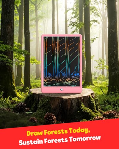 TEKFUN LCD Writing Tablet for Kids, 10-inch Coloring Drawing Pad, Mess Free Doodle Board, Christmas Gifts for Girls and Toddlers, Toys for 3 4 5 6 7 8 Year Old Boys (Pink)