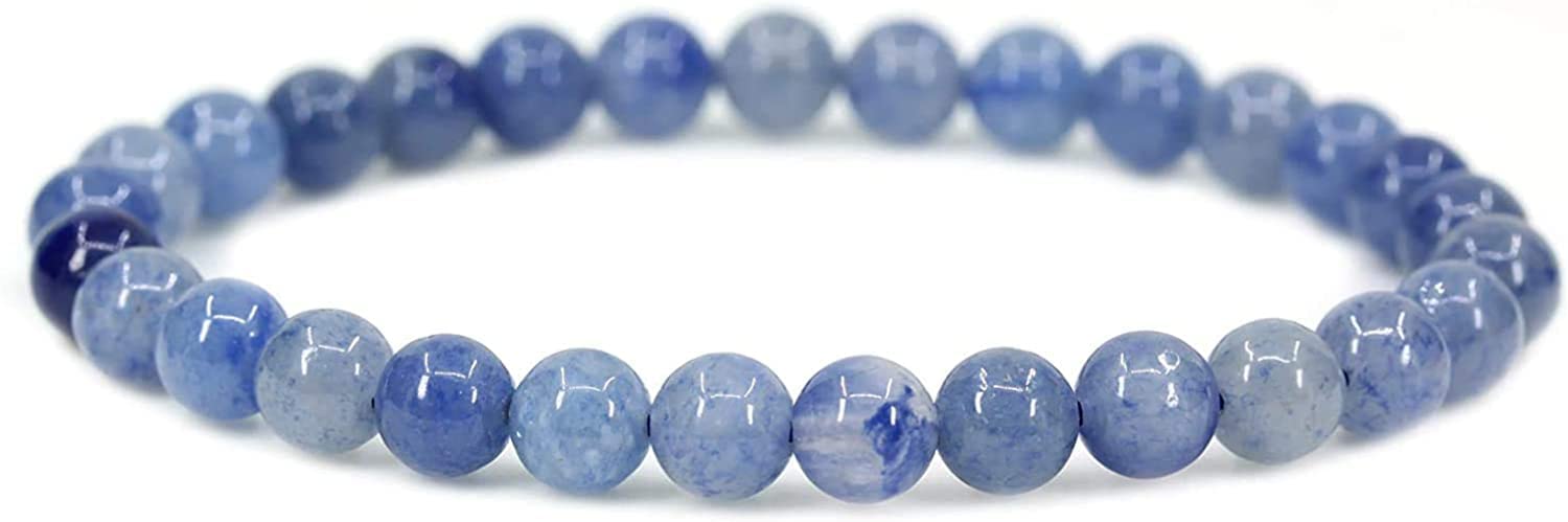 Angelstones Handmade Natural Blue Aventurine Healing Gemstone 6mm Round Beads Stretch Crystal Bracelet 7 Inch Unisex