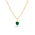 Milan Chiva 14K Gold Plated Green Malachite Layered Stacked Necklace for Women, Dainty Trendy Non Tarnish Oval Pendant Charm Necklaces Fashion Jewelry for Women Waterproof MNS-1009GN