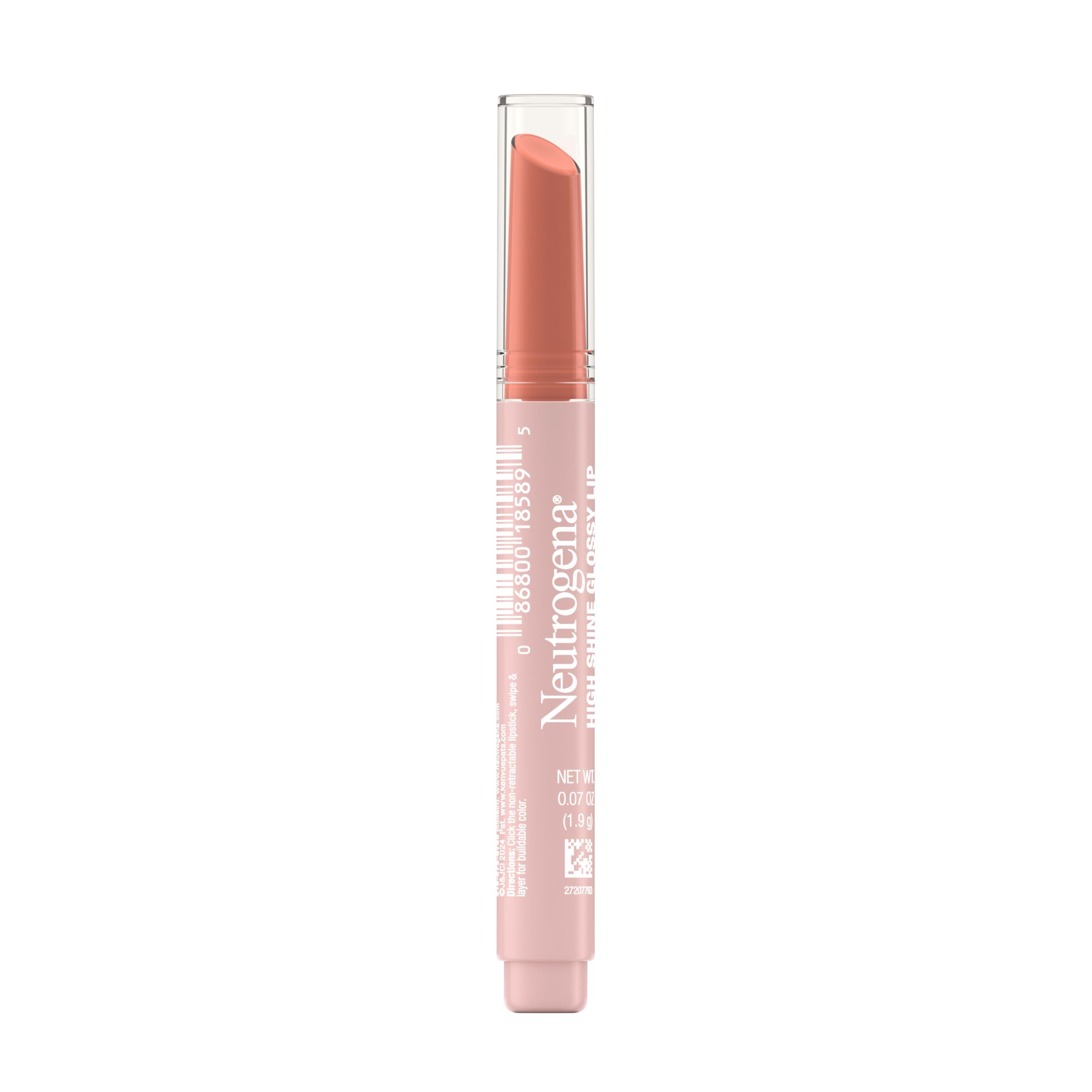 Neutrogena High Shine Glossy Lip, Nourishing Lip Gloss with Maracuja Oil, Antioxidant Vitamin E & Vitamins, Non-Retractable, Buildable Pigmented Color, Temptation, 0.07 oz