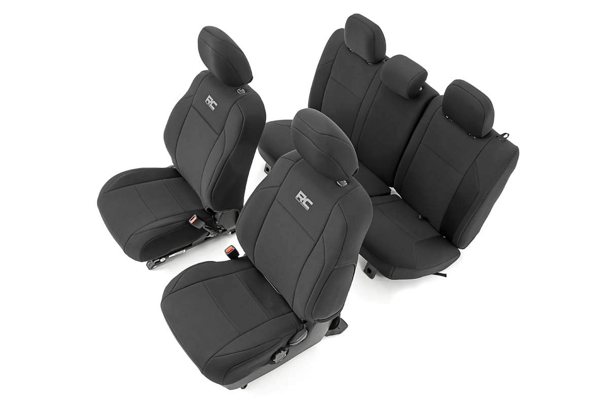 Rough Country Neoprene Seat Covers for Toyota Tacoma (2016-2023) - Waterproof, UV Resistant, Foam Padded, F/R Seat Cover Set