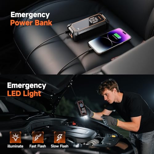 OlarHike Cordless Tire Inflator Portable Air Compressor, 150PSI Dual Power_6000mAh & 12V DC, Air Pump for Car Tires, Bike, Motorcycle, with LED & Digital Pressure Gauge, Gifts for Men & Women