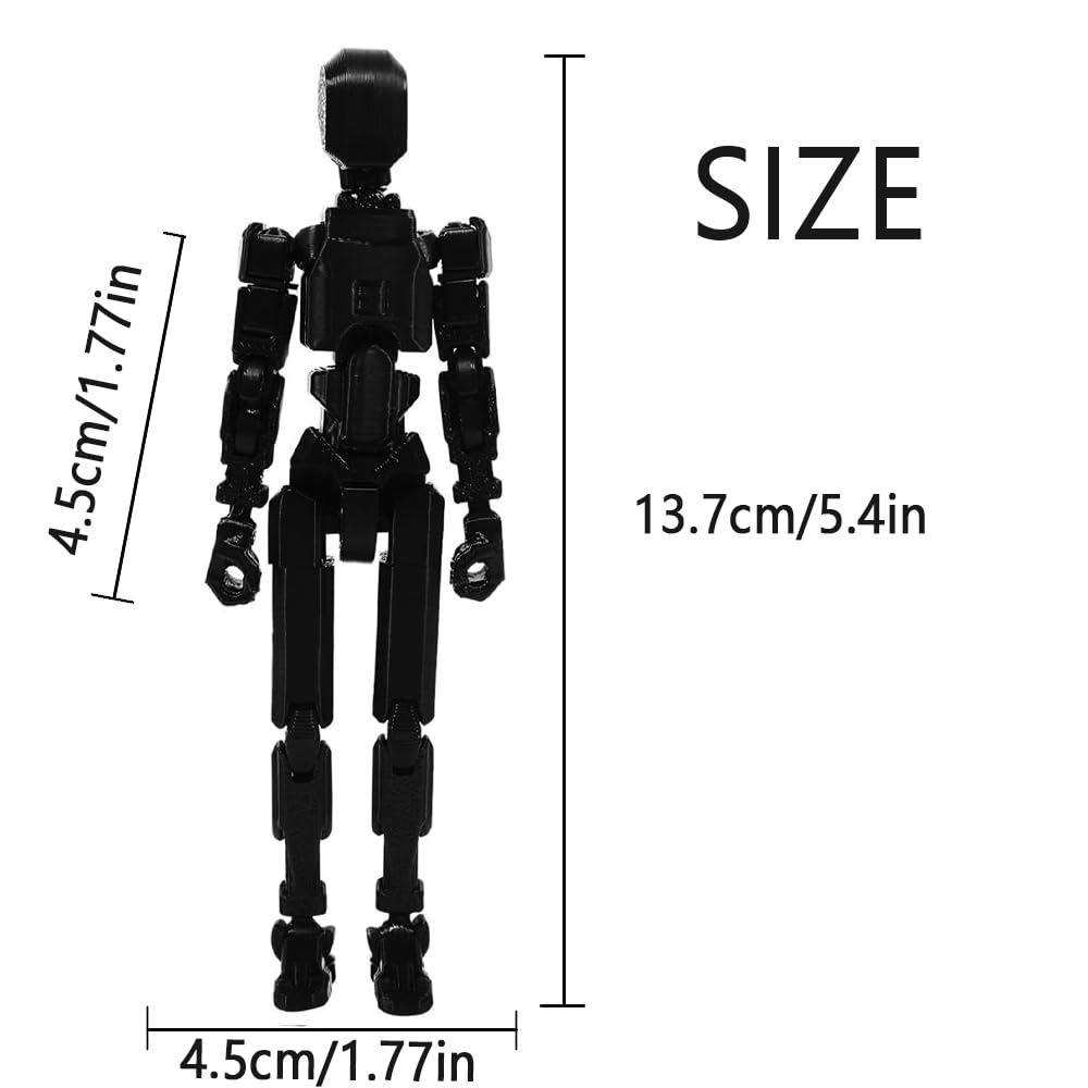 Dumwick Assembly Completed Titan 13 Action Figure Set,Titan 13 Robot Action Figures 3D Printed Multi Jointed Movable,Nova 13 Action Figure,Decorations for Action Figures (Black,1pc)