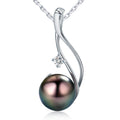 CHAULRI Tahitian Black Pearl Necklaces for Women - Anniversary, Birthday, Valentines Day Gifts for Wife, Girlfriend, Mom 18K White Gold Plated 925 Sterling Silver Real Pearl Jewelry