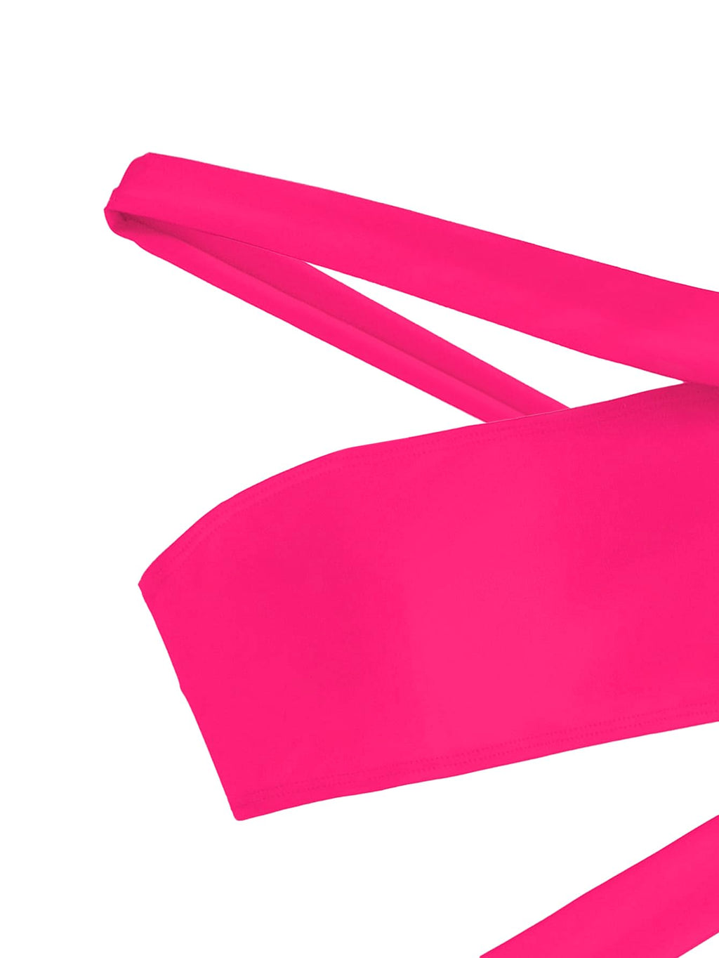 Lilosy Sexy Cutout Tube One Shoulder Swimsuit High Waist Piece Cheekly Bikini Brazilian Women Bandeau Bathing Suit Hot Pink X-Small