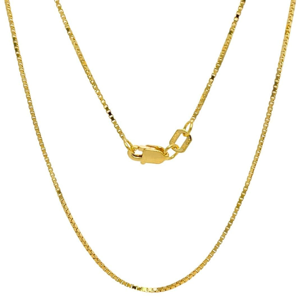 JEWELHEART 14K Solid Gold Box Chain - Dainty 0.45mm Thin Gold Chain Necklace For Women - Mirror Square Link Yellow Real Gold Chain For Men 16"