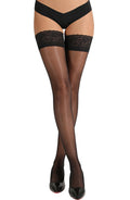 MERYLURE Shiny Thigh High Stockings for Women Reinforced Strong Lace Top Pantyhose Dual Silicone Silk Tights Lingerie