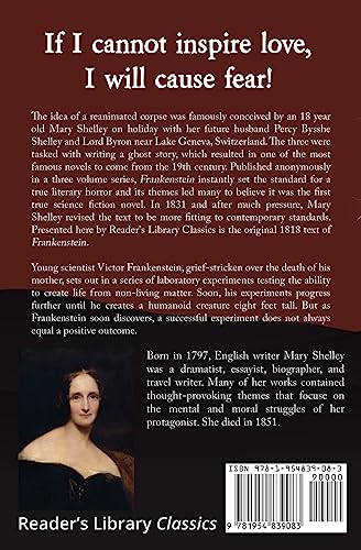 Frankenstein the Original 1818 Text (Reader's Library Classics)