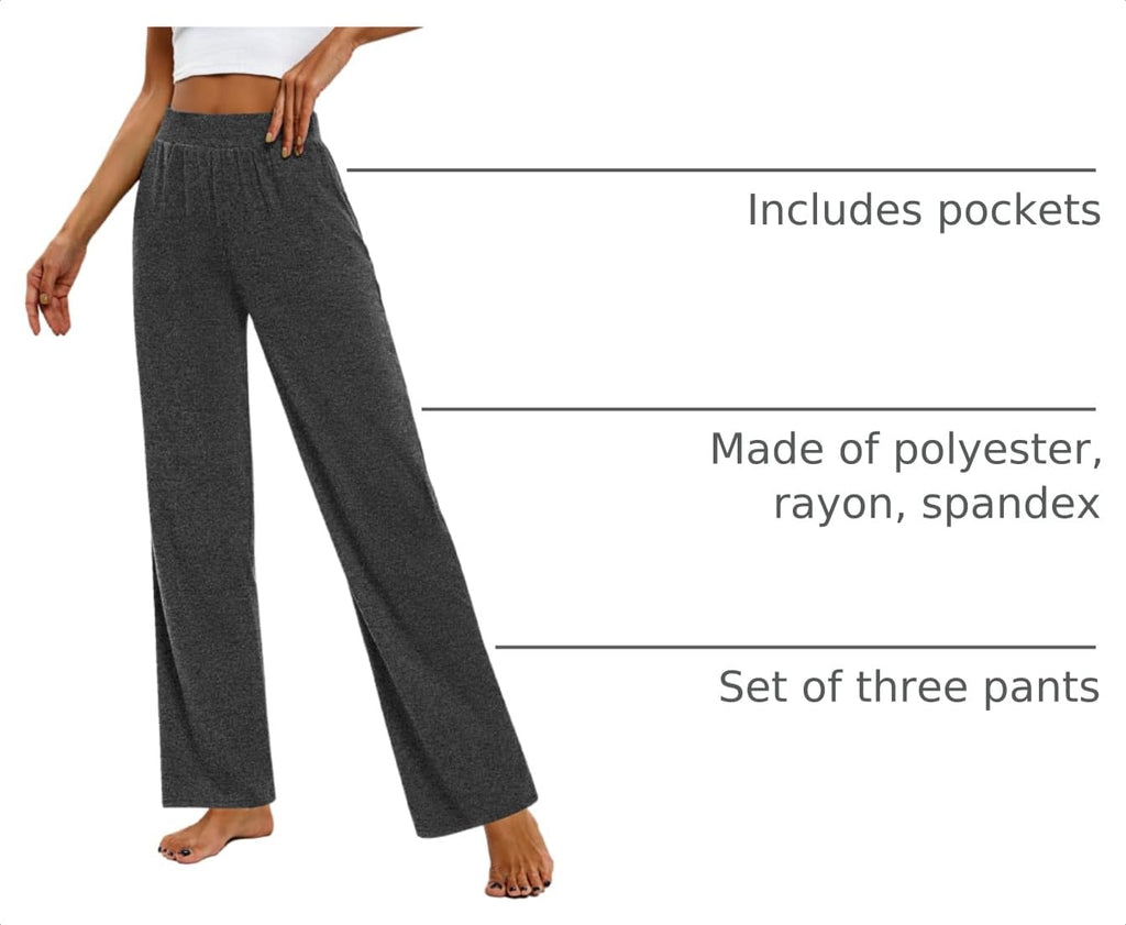 Huukeay 3 Pack Women's Lounge Pants Cozy Sweatpants,Small,Black, Dark Gray, Pink