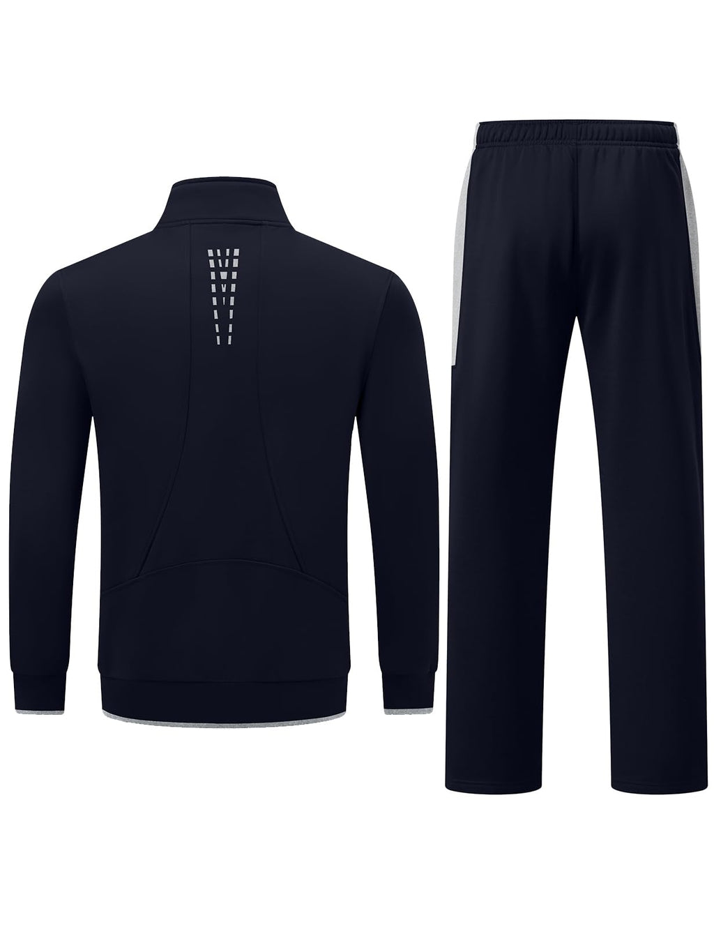 TBMPOY Men's Fleece Lined Tracksuits Sweatsuits 2 Piece Sets Winter Jogging Track Sweat Suits Thermal Casual Outfits Dark Blue/Light Grey L
