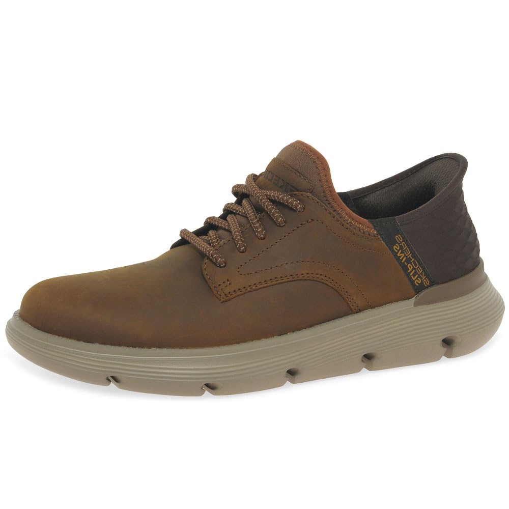 Skechers Men's Slip-ins Garza - Gervin Casual Slip-On Shoes, Dark Brown, 12 Wide