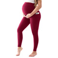 Walifrey Women's Maternity Leggings with Pockets Over The Belly,Pregnancy Yoga Pants Activewear Workout Leggings Burgundy M