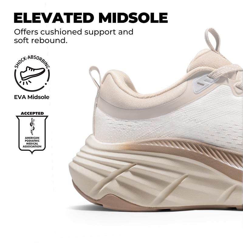 NORTIV 8 Women's Walking Shoes Cushion Comfortable ActiveBreeze Running Tennis Shoes Non-Slip Workout Gym Sports Athletic Breathable Fashion Sneakers,Size 8,Beige/Khaki,SNWS248W