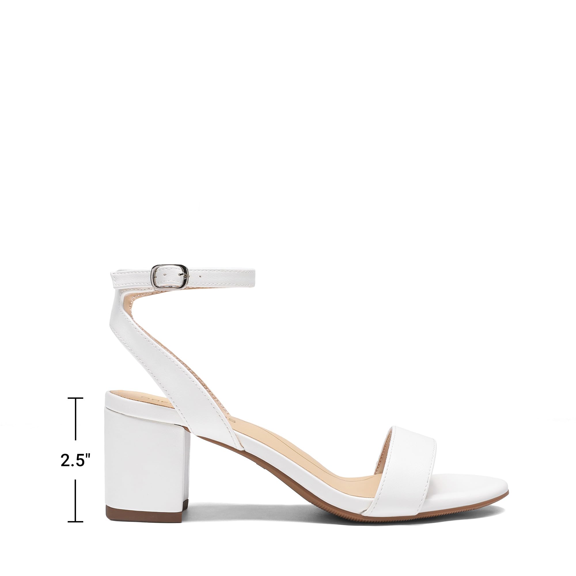 DREAM PAIRS Women's Open Toe Ankle Strap Low Block Chunky Heels Sandals Party Dress Pumps Shoes,Size 7.5,White/Pu,CARNIVAL