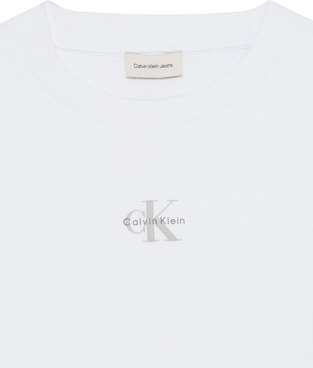 Calvin Klein Women's Monogram Logo Ribbed Baby Tee Brilliant White