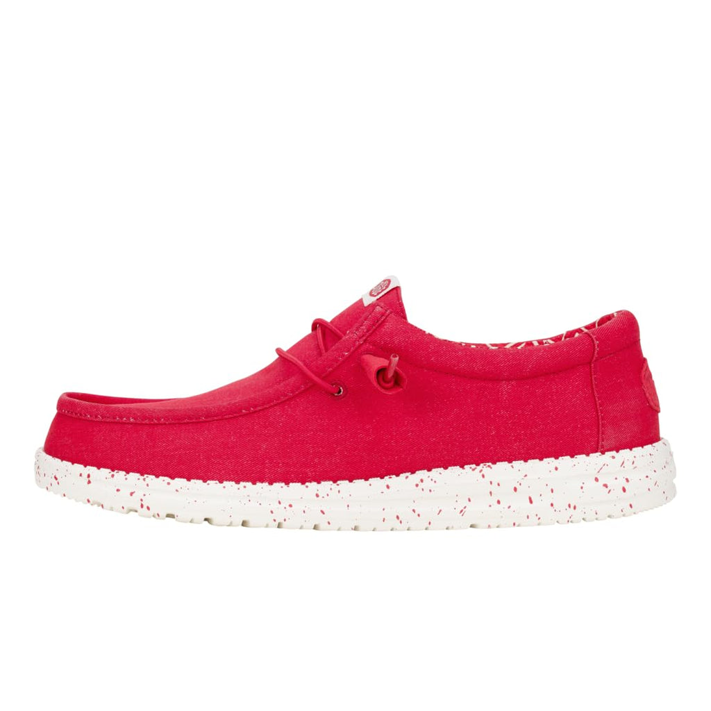 HEYDUDE Wally Stretch Canvas Savvy Red Size 11, Men’s Shoes, Men's Slip-on Loafers, Comfortable & Light-Weight