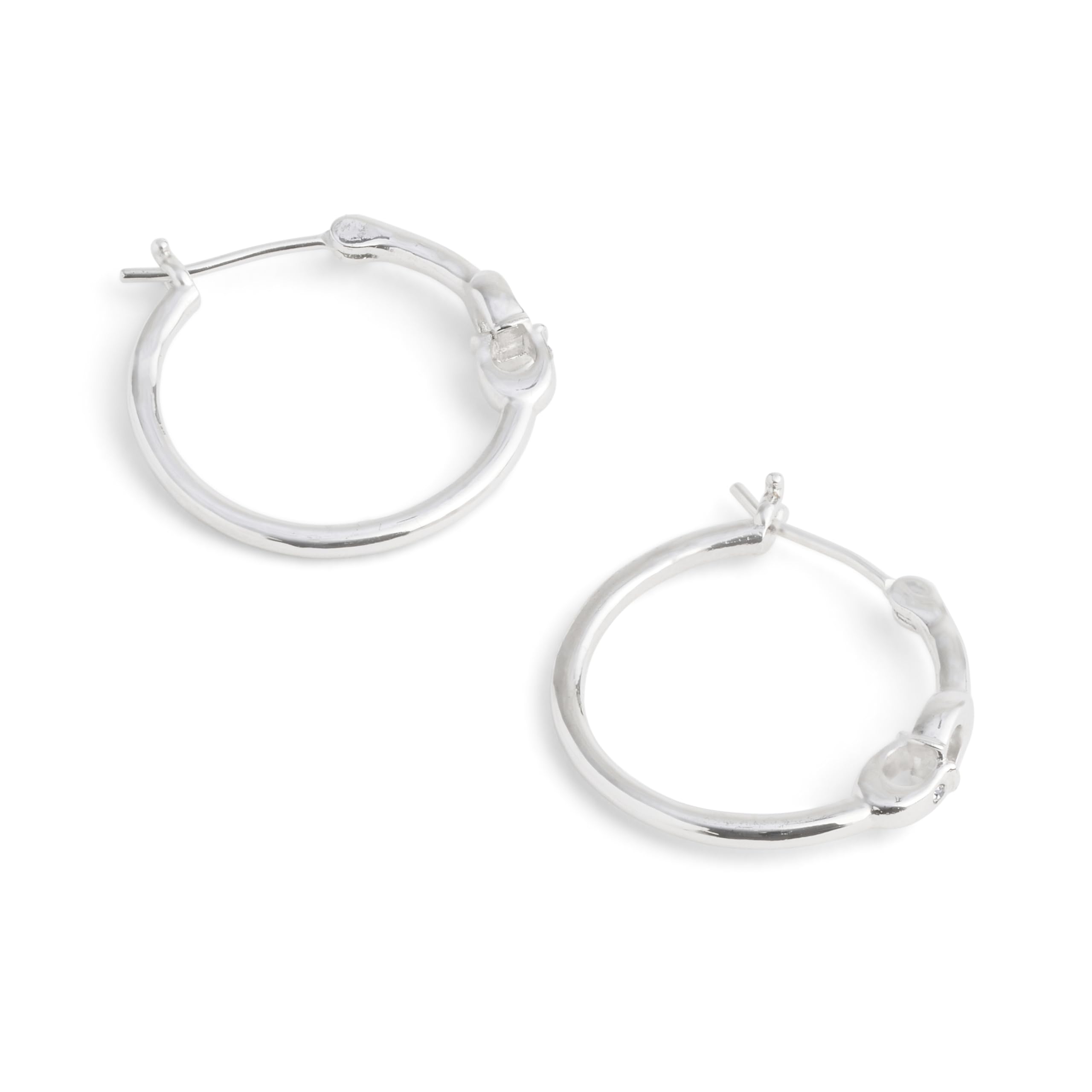 COACH Signature Hoop Earrings Rhodium One Size