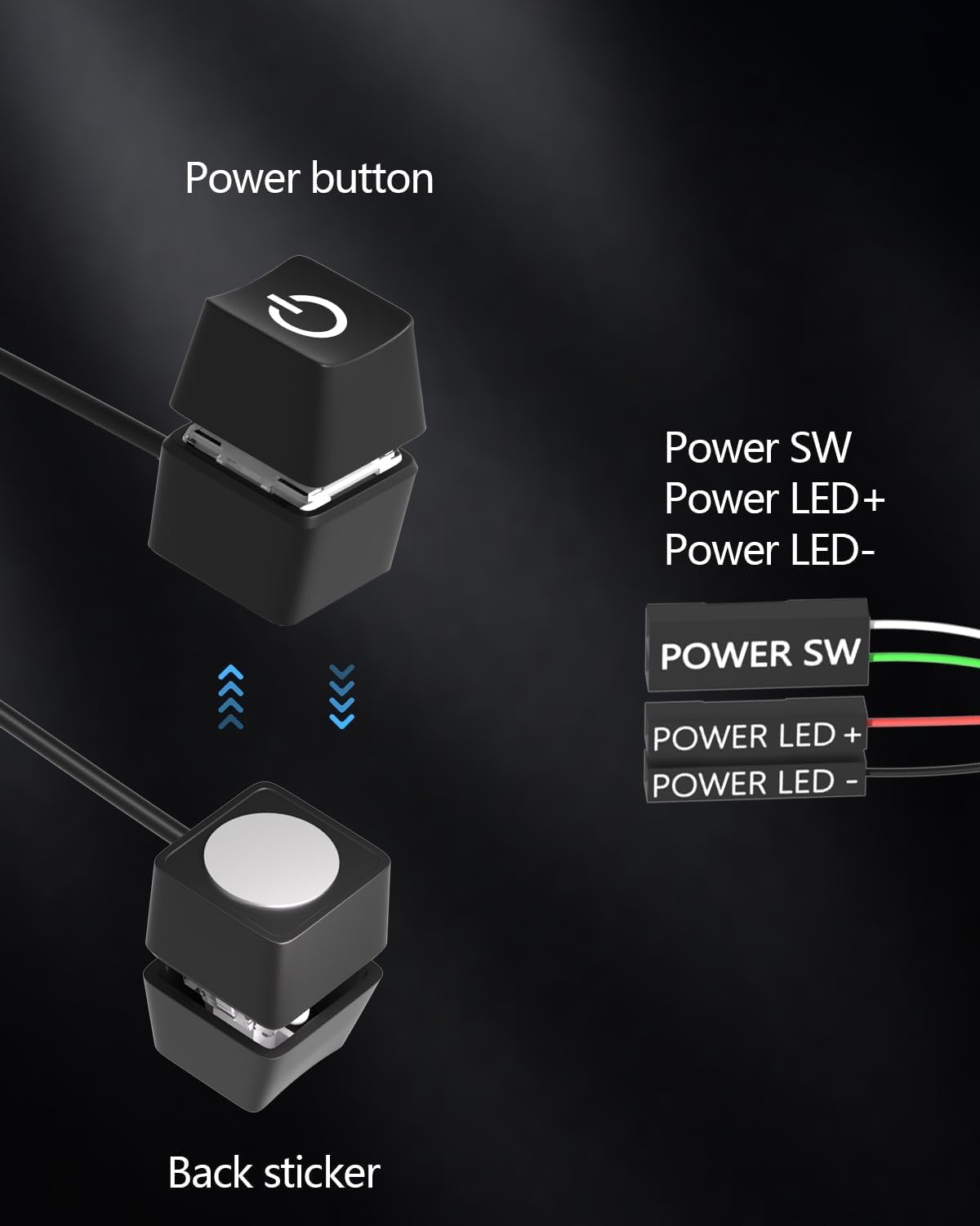 Oddtone PC Power Button, Desktop External Led Power Switch On/Off, 65 inch External PC Start Button Computer Case for Computer Motherboard