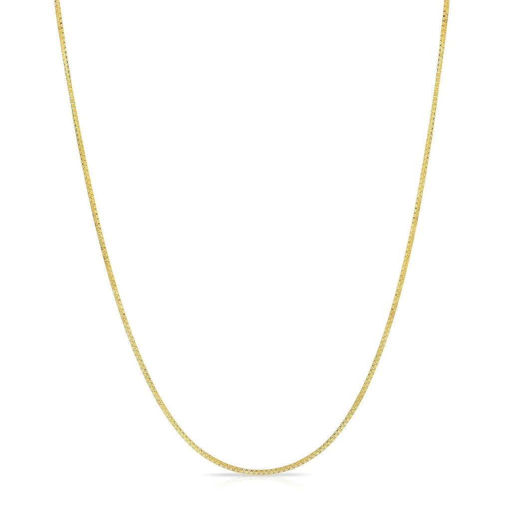GOLDPAR 14k Yellow Gold Solid Box Chain 1.05MM Necklace for Women Jewelry with Lobster Clasp - 24"