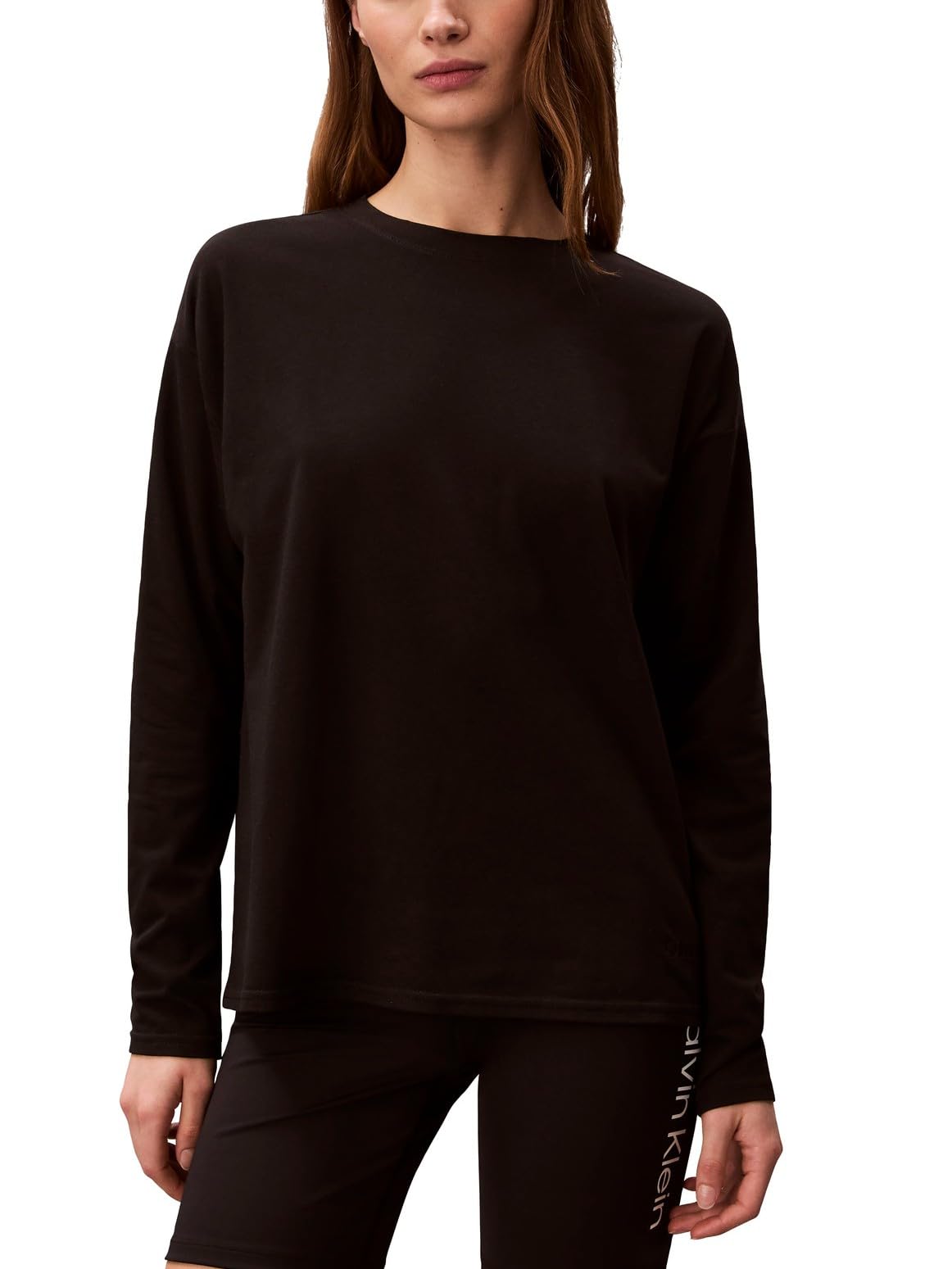 Calvin Klein Women's Performance Classic Fit Crewneck Long Sleeve Tee Black