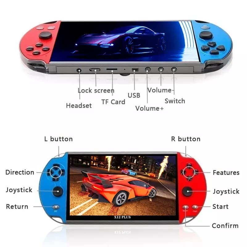 TCDSTAR Original factory 16GB Retro Handheld Games Player x 12 plus 10000games Portab 7 Inch e-book MP5 Video Game Consoles Birthday Gift for Adults non children's toys
