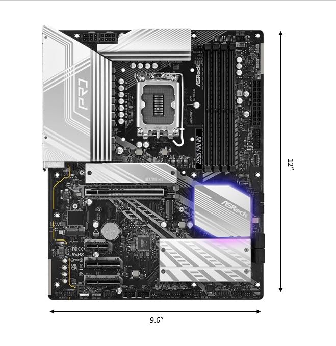 ASRock Intel Core Ultra Z890 Pro RS ATX Motherboard LGA1851 RL-ILM DDR5 8666 MHz 256 GB M.2 PCIe 5.0 Thunderbolt