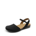 DREAM PAIRS Women's Closed Toe Sandals Arch Support Comfort Cork Footbed Flat Sandals Summer Shoes,Size 8.5,Black,DWUMFS2501